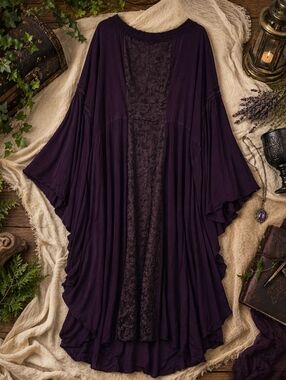 HOLY CLOTHING Deep Purple Whimsygoth Renfest Heavyweight Maxi Dress. Ladies 5x
